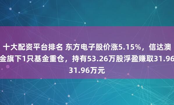 十大配资平台排名 东方电子股价涨5.15%，信达澳亚基金旗下1只基金重仓，持有53.26万股浮盈赚取31.96万元